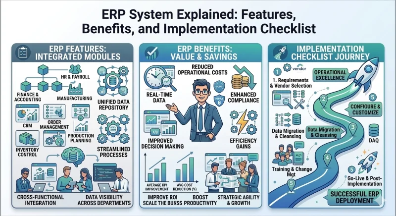 ERP System Explained: Features, Benefits, and Implementation Checklist